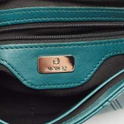 Aigner Green Leather Logo Flap Crossbody Bag