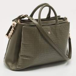 Aigner Olive Green Leather Olivia M Tote