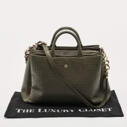 Aigner Olive Green Leather Olivia M Tote