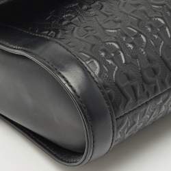 Aigner Black Leather Logo Embossed Flap Crossbody Bag