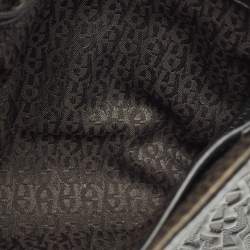 Aigner Black Leather Logo Embossed Flap Crossbody Bag