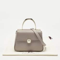 Aigner Old Rose Textured Leather Small Genoveva Top Handle Bag