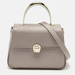 Aigner Old Rose Textured Leather Small Genoveva Top Handle Bag