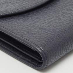 Aigner Dark Blue Leather Logo Trifold Wallet