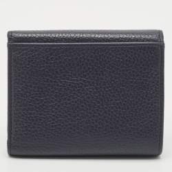 Aigner Dark Blue Leather Logo Trifold Wallet