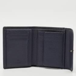 Aigner Dark Blue Leather Logo Trifold Wallet
