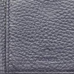 Aigner Dark Blue Leather Logo Trifold Wallet