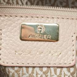 Pre Owned Aigner Blue/Light Mauve Leather Carla S Tote