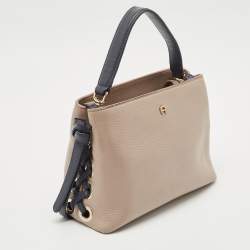 Pre Owned Aigner Blue/Light Mauve Leather Carla S Tote