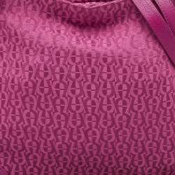 Aigner Fuchsia Signature Canvas and Leather Zip Tote