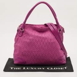 Aigner Fuchsia Signature Canvas and Leather Zip Tote