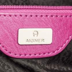 Aigner Fuchsia Signature Canvas and Leather Zip Tote