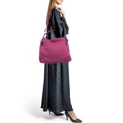 Aigner Fuchsia Signature Canvas and Leather Zip Tote