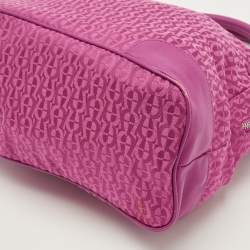 Aigner Fuchsia Signature Canvas and Leather Zip Tote