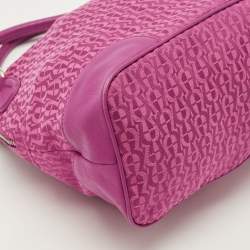 Aigner Fuchsia Signature Canvas and Leather Zip Tote