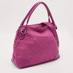 Aigner Fuchsia Signature Canvas and Leather Zip Tote