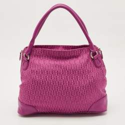Aigner Fuchsia Signature Canvas and Leather Zip Tote