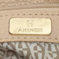 Pre Owned Aigner Beige Leather Hobo