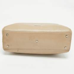 Pre Owned Aigner Metallic Beige Leather Double Zip Dome Satchel