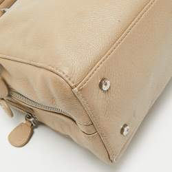 Pre Owned Aigner Metallic Beige Leather Double Zip Dome Satchel