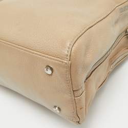 Pre Owned Aigner Metallic Beige Leather Double Zip Dome Satchel