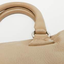 Pre Owned Aigner Metallic Beige Leather Double Zip Dome Satchel