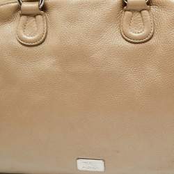 Pre Owned Aigner Metallic Beige Leather Double Zip Dome Satchel