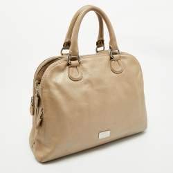 Pre Owned Aigner Metallic Beige Leather Double Zip Dome Satchel