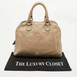 Pre Owned Aigner Metallic Beige Leather Double Zip Dome Satchel