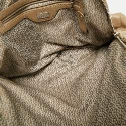 Pre Owned Aigner Metallic Beige Leather Double Zip Dome Satchel