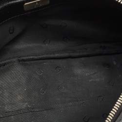 Pre Owned Aigner Black Croc Embossed Leather Buckle Shoulder Bag