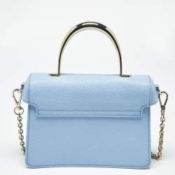 Pre Owned Aigner Light Blue Leather Small Genoveva Top Handle Bag