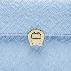 Pre Owned Aigner Light Blue Leather Small Genoveva Top Handle Bag