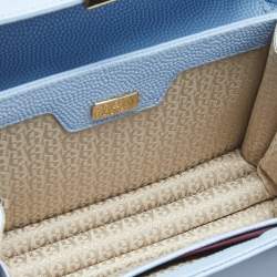 Pre Owned Aigner Light Blue Leather Small Genoveva Top Handle Bag