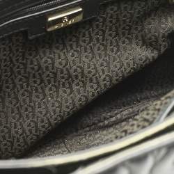 Pre Owned Aigner Black Leather Logo Embossed Genoveva M Top Handle Bag