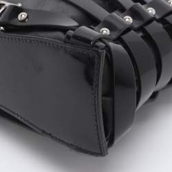 Pre Owned Aigner Black Satin and Leather Caged Tote