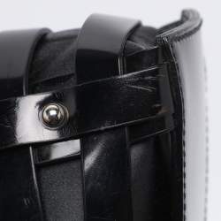 Pre Owned Aigner Black Satin and Leather Caged Tote