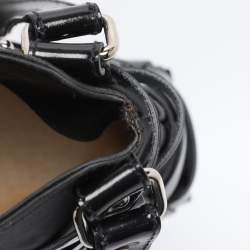 Pre Owned Aigner Black Satin and Leather Caged Tote