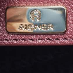 Pre Owned Aigner Burgundy Leather XS Ariana Crossbody Bag