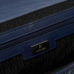 Pre Owned Aigner Navy Blue Embossed Leather Diadora S Crossbody Bag
