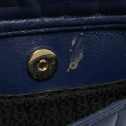 Pre Owned Aigner Navy Blue Embossed Leather Diadora S Crossbody Bag