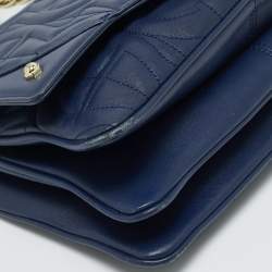 Pre Owned Aigner Navy Blue Embossed Leather Diadora S Crossbody Bag