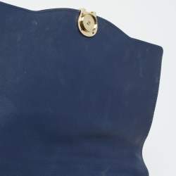 Pre Owned Aigner Navy Blue Embossed Leather Diadora S Crossbody Bag