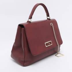 Pre Owned Aigner Burgundy Leather Flap Isabella Top Handle Bag