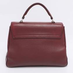 Pre Owned Aigner Burgundy Leather Flap Isabella Top Handle Bag