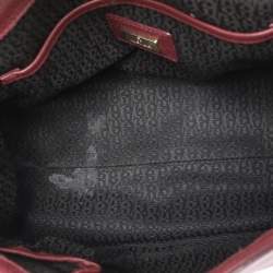 Pre Owned Aigner Burgundy Leather Flap Isabella Top Handle Bag