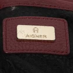 Pre Owned Aigner Burgundy Leather Flap Isabella Top Handle Bag