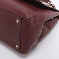 Pre Owned Aigner Burgundy Leather Flap Isabella Top Handle Bag