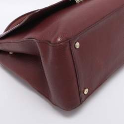 Pre Owned Aigner Burgundy Leather Flap Isabella Top Handle Bag