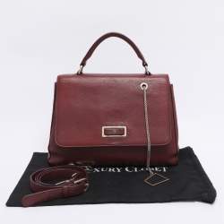Pre Owned Aigner Burgundy Leather Flap Isabella Top Handle Bag